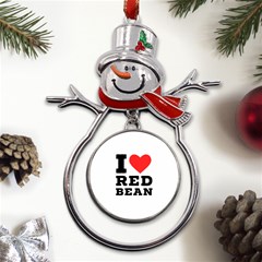 I Love Red Bean Metal Snowman Ornament by ilovewhateva