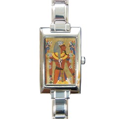 Egyptian Tutunkhamun Pharaoh Design Rectangle Italian Charm Watch by Mog4mog4