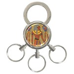 Egyptian Tutunkhamun Pharaoh Design 3-Ring Key Chain Front