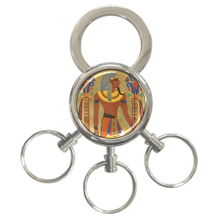 Egyptian Tutunkhamun Pharaoh Design 3-Ring Key Chain