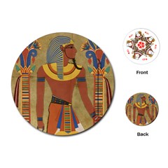 Egyptian Tutunkhamun Pharaoh Design Playing Cards Single Design (round) by Mog4mog4