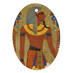 Egyptian Tutunkhamun Pharaoh Design Oval Ornament (two Sides) by Mog4mog4