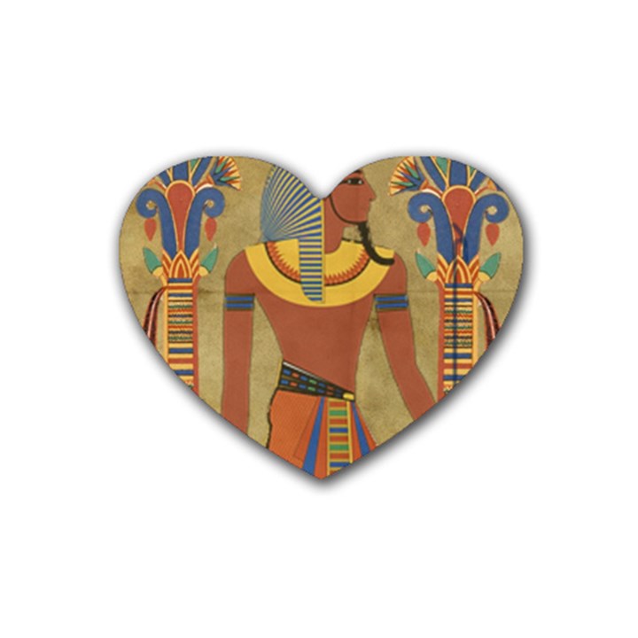 Egyptian Tutunkhamun Pharaoh Design Rubber Coaster (Heart)