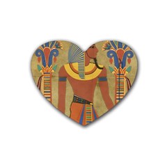 Egyptian Tutunkhamun Pharaoh Design Rubber Heart Coaster (4 Pack) by Mog4mog4