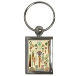 Egyptian Paper Papyrus Hieroglyphs Key Chain (Rectangle) Front