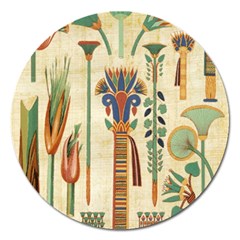 Egyptian Paper Papyrus Hieroglyphs Magnet 5  (round)