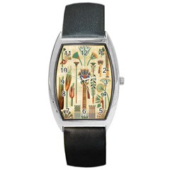 Egyptian Paper Papyrus Hieroglyphs Barrel Style Metal Watch by Mog4mog4