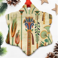 Egyptian Paper Papyrus Hieroglyphs Snowflake Ornament (two Sides)