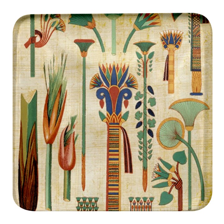 Egyptian Paper Papyrus Hieroglyphs Square Glass Fridge Magnet (4 pack)