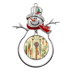 Egyptian Paper Papyrus Hieroglyphs Metal Snowman Ornament by Mog4mog4