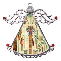 Egyptian Paper Papyrus Hieroglyphs Metal Angel With Crystal Ornament by Mog4mog4