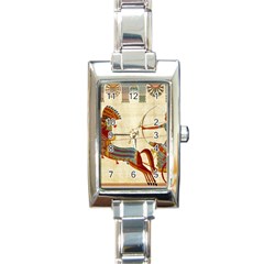 Egyptian Tutunkhamun Pharaoh Design Rectangle Italian Charm Watch by Mog4mog4