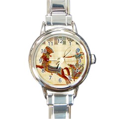 Egyptian Tutunkhamun Pharaoh Design Round Italian Charm Watch by Mog4mog4