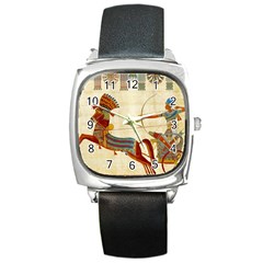 Egyptian Tutunkhamun Pharaoh Design Square Metal Watch by Mog4mog4