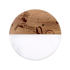 Egyptian Tutunkhamun Pharaoh Design Classic Marble Wood Coaster (round) 