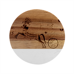 Egyptian Tutunkhamun Pharaoh Design Marble Wood Coaster (round) by Mog4mog4