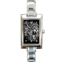 Lion Furious Abstract Desing Furious Rectangle Italian Charm Watch by Mog4mog4