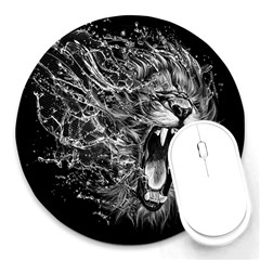 Lion Furious Abstract Desing Furious Round Mousepad by Mog4mog4