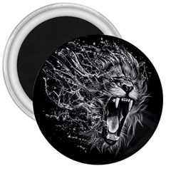 Lion Furious Abstract Desing Furious 3  Magnets by Mog4mog4