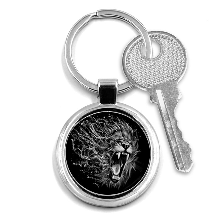 Lion Furious Abstract Desing Furious Key Chain (Round)