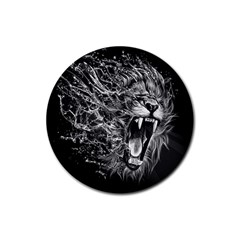 Lion Furious Abstract Desing Furious Rubber Coaster (round) by Mog4mog4