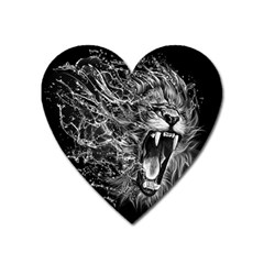 Lion Furious Abstract Desing Furious Heart Magnet by Mog4mog4