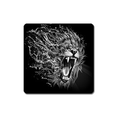 Lion Furious Abstract Desing Furious Square Magnet by Mog4mog4