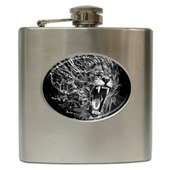 Lion Furious Abstract Desing Furious Hip Flask (6 Oz) by Mog4mog4