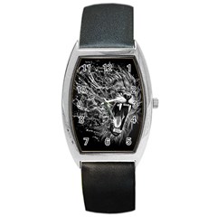 Lion Furious Abstract Desing Furious Barrel Style Metal Watch by Mog4mog4