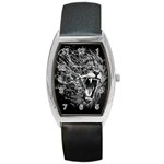 Lion Furious Abstract Desing Furious Barrel Style Metal Watch Front