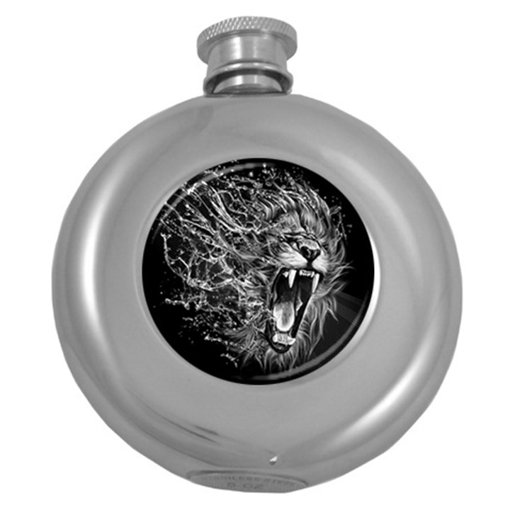 Lion Furious Abstract Desing Furious Round Hip Flask (5 oz)