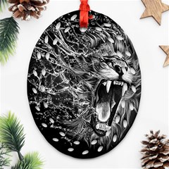 Lion Furious Abstract Desing Furious Ornament (oval Filigree) by Mog4mog4