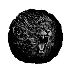 Lion Furious Abstract Desing Furious Standard 15  Premium Flano Round Cushions by Mog4mog4