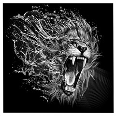 Lion Furious Abstract Desing Furious Wooden Puzzle Square by Mog4mog4