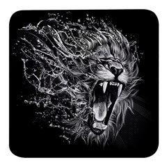 Lion Furious Abstract Desing Furious Square Glass Fridge Magnet (4 Pack) by Mog4mog4