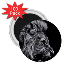 Roar Angry Male Lion Black 2 25  Magnets (100 Pack)  by Mog4mog4