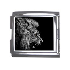 Roar Angry Male Lion Black Mega Link Italian Charm (18mm) by Mog4mog4