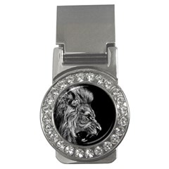 Roar Angry Male Lion Black Money Clips (cz)  by Mog4mog4