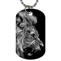 Roar Angry Male Lion Black Dog Tag (one Side) by Mog4mog4