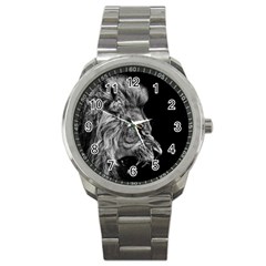 Roar Angry Male Lion Black Sport Metal Watch by Mog4mog4