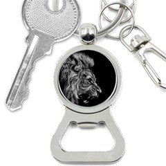 Roar Angry Male Lion Black Bottle Opener Key Chain by Mog4mog4