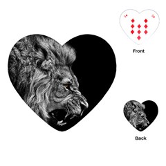 Roar Angry Male Lion Black Playing Cards Single Design (heart) by Mog4mog4