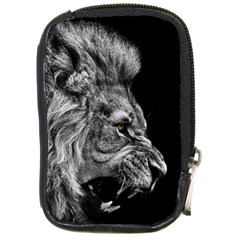 Roar Angry Male Lion Black Compact Camera Leather Case by Mog4mog4