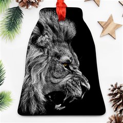 Roar Angry Male Lion Black Bell Ornament (two Sides) by Mog4mog4