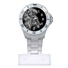 Roar Angry Male Lion Black Plastic Nurses Watch by Mog4mog4