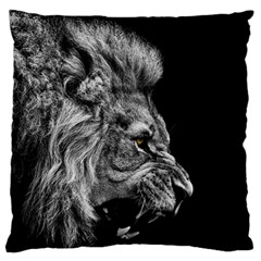 Roar Angry Male Lion Black Large Premium Plush Fleece Cushion Case (two Sides)