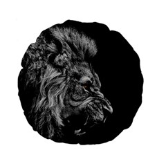 Roar Angry Male Lion Black Standard 15  Premium Flano Round Cushions by Mog4mog4