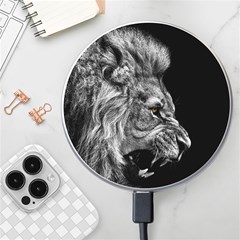 Roar Angry Male Lion Black Wireless Fast Charger(white) by Mog4mog4