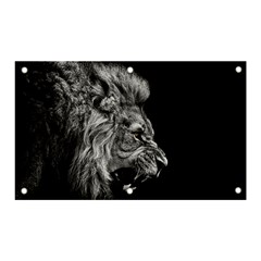 Roar Angry Male Lion Black Banner And Sign 5  X 3  by Mog4mog4