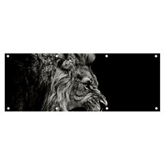 Roar Angry Male Lion Black Banner And Sign 8  X 3  by Mog4mog4